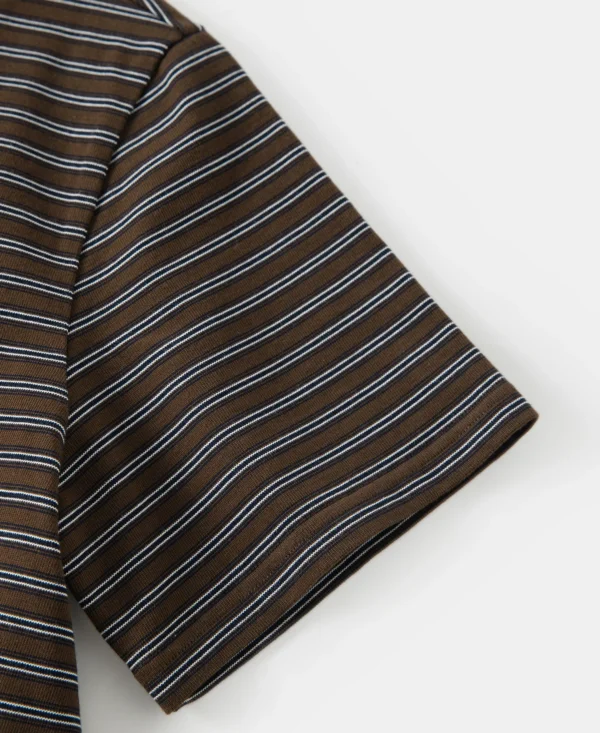 Heavyweight Cotton StripedPocket T-Shirt - Coffee