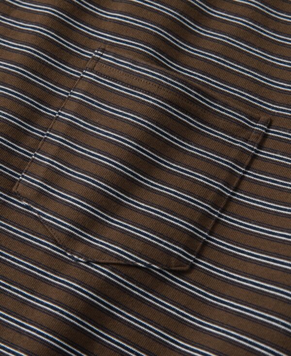 Heavyweight Cotton StripedPocket T-Shirt - Coffee