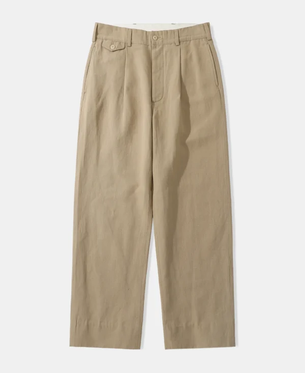 1_81889351-5431-4671-b542-9076e19eec7d Textured Linen-Cotton BlendTrousers - Khaki