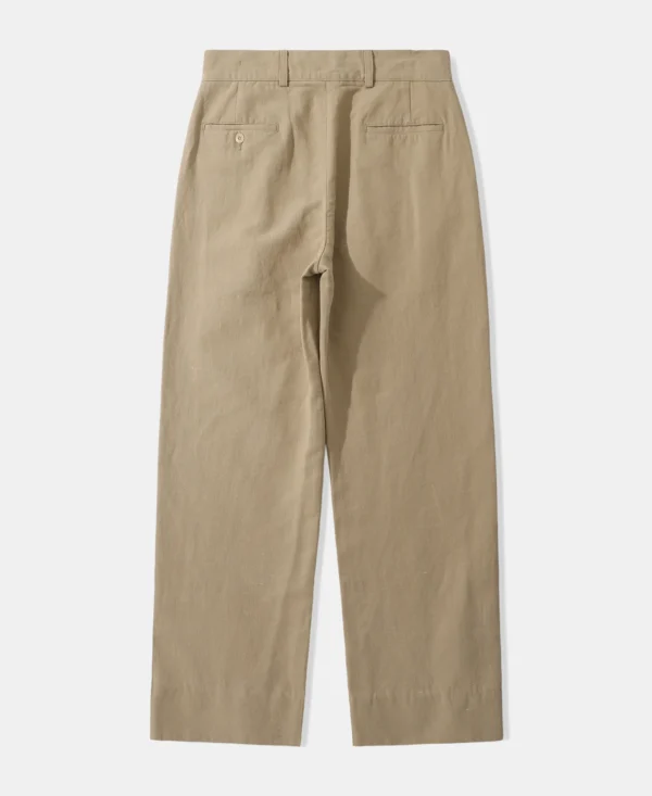 2_0d4d7549-fc50-4289-954f-33b9a897f76f Textured Linen-Cotton BlendTrousers - Khaki