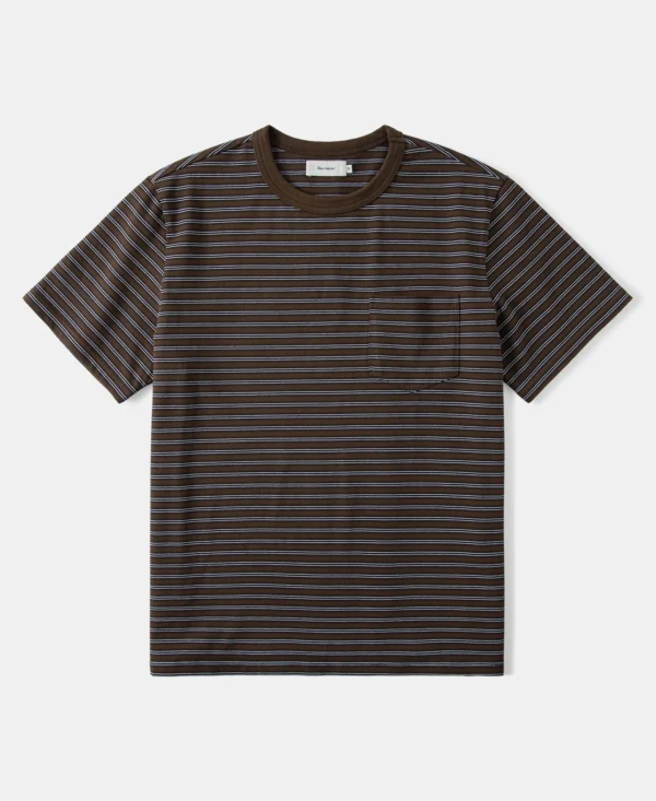 Heavyweight Cotton StripedPocket T-Shirt - Coffee