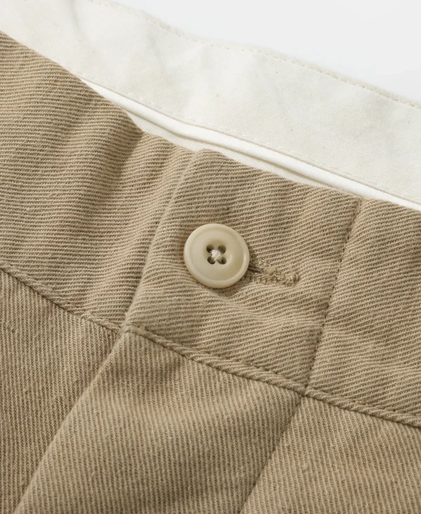 5_64436bea-4a7f-43b5-af79-b6a133b0b3e8 Textured Linen-Cotton BlendTrousers - Khaki
